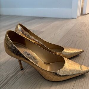 Jimmy Choo Metallic Gold Alligator Pumps